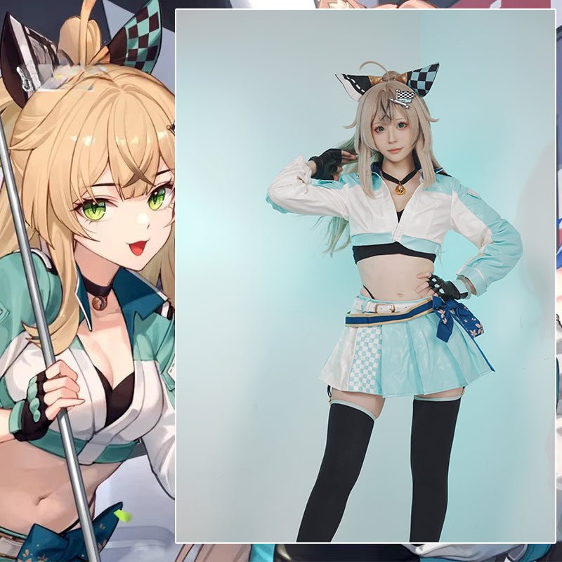 Original Genshin Impact Kirara Race Queen Outfit Spiel Kirara Rennanzug Halloween Frauen Cosplay Kostüm