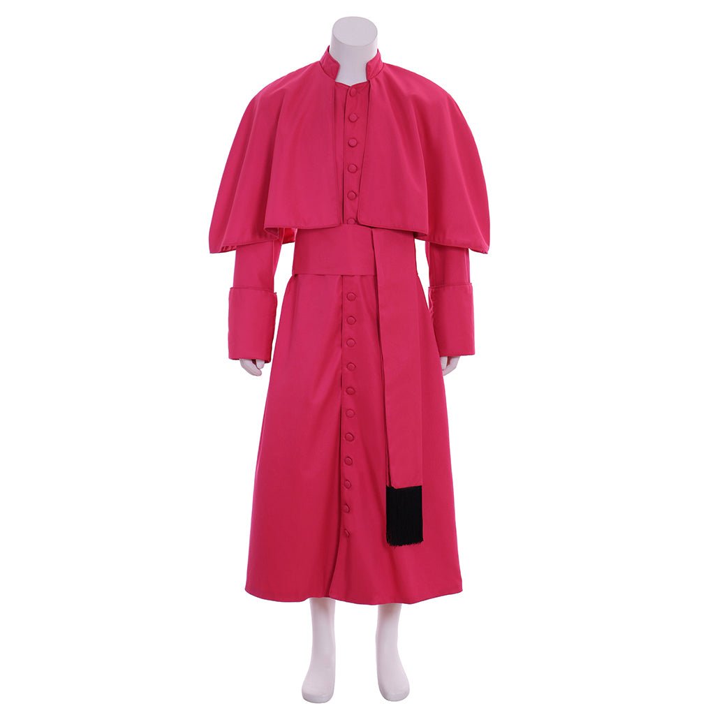 Männer Römische Geistliche Soutane Kostüm - Rote Mittelalterliche Kutte Robe mit Gürtel