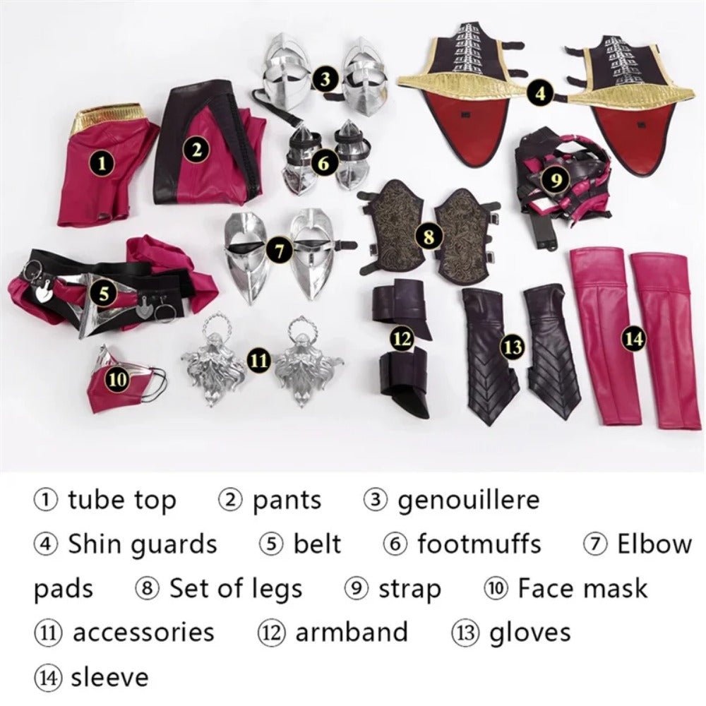 Mileena Cosplay Kostüm Sexy Kampfoutfit - Mortal Kombat Halloween Kampfanzug Komplettset