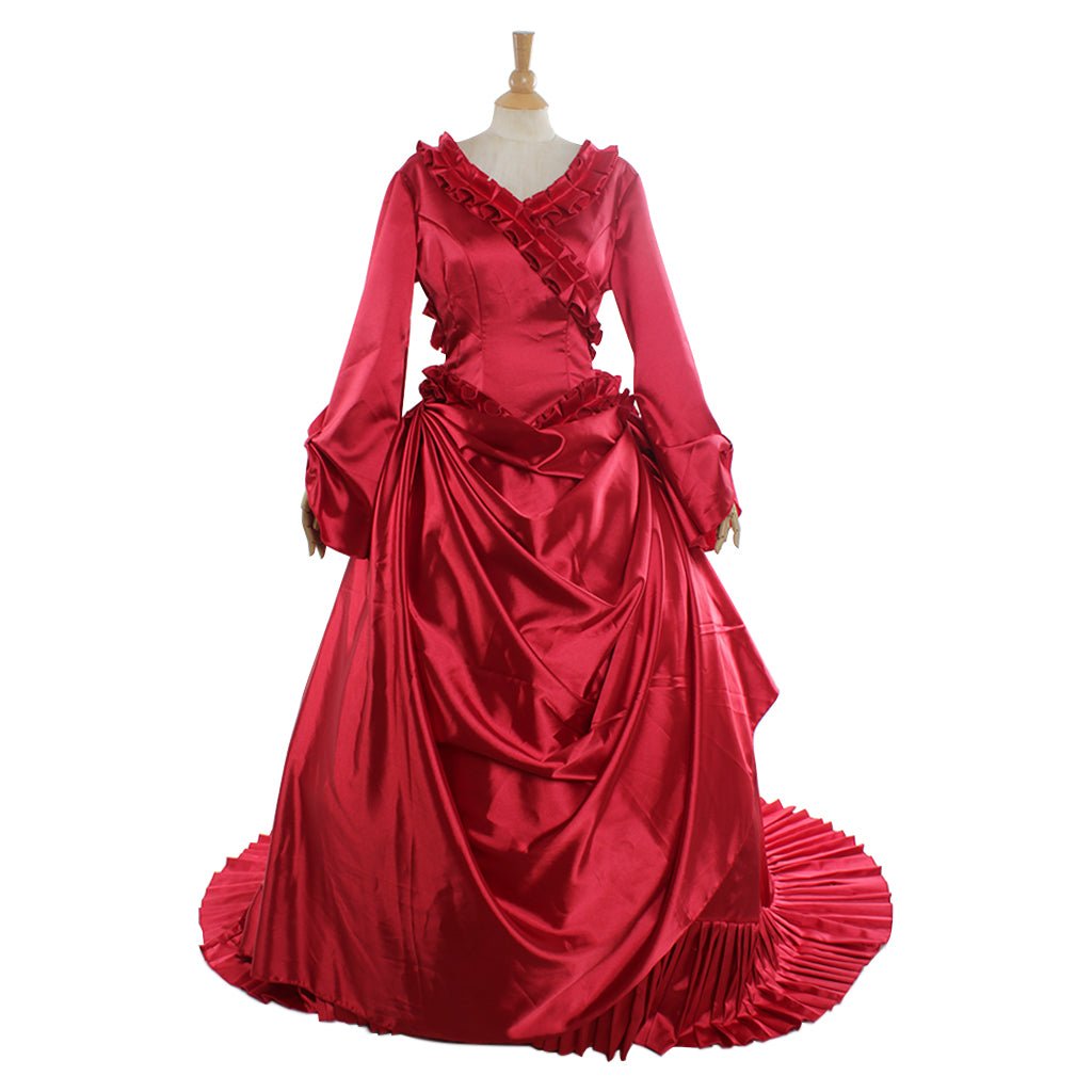 Dracula Mina Rot Bustle Vampirkleid Cosplay Kostüm Damen Elegantes Partyoutfit Viktorianisches Hochzeitsbarock Ballkleid