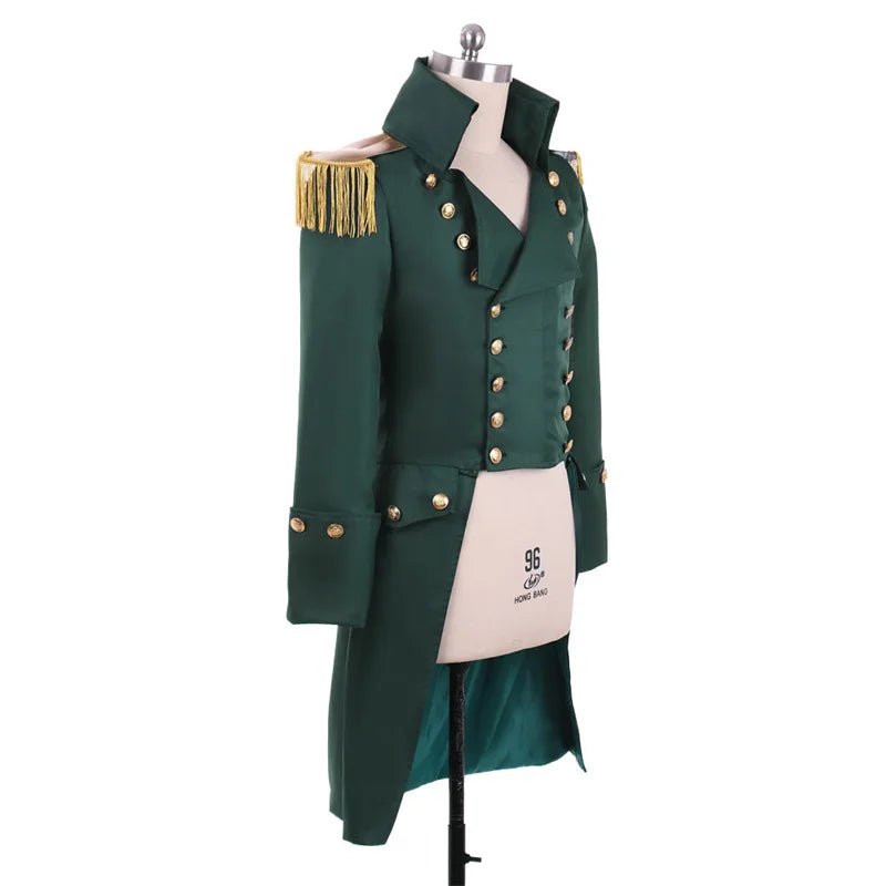 Mittelalterlicher Grüner Steampunk Trenchcoat Kostüm - Retro Adliger Hof Prinz Outfit | Silberkönig