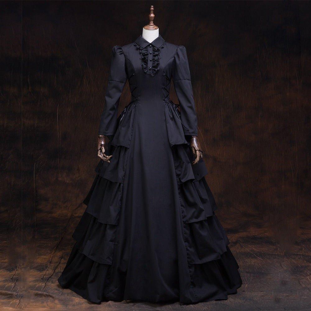 Dunkler Zauber - Gothic Lolita Hofkleid für Halloween Vergnügen