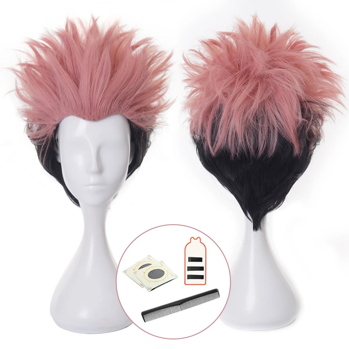 Jujutsu JJK Anime Itadori Yuji Cosplay Perücke Rosanetz Synthetische Fasern Verstellbare Größe Halloween Weihnachtsfeier