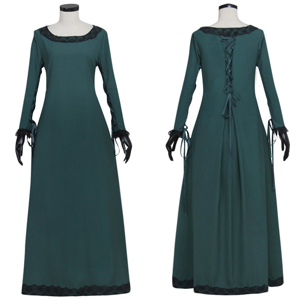 Mittelalterliches Kleid Renaissance Mittelalterliches Irisches Kostüm Retro Bauern Mieder Überkleid Dunkelgrün Cosplay Kostüm