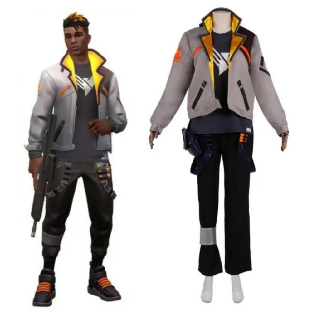 Valorant Phoenix Cosplay Kostüm - Herren Mantel Hose Gürtel Outfit für Halloween & Karneval