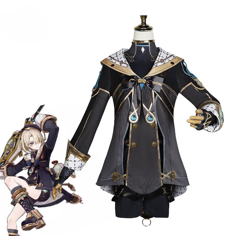 Genshin Impact Fontaine Freminet Cosplay Kostüm Magier Uniform mit Hut Halloween Frauen Party Rollenspiel Outfit