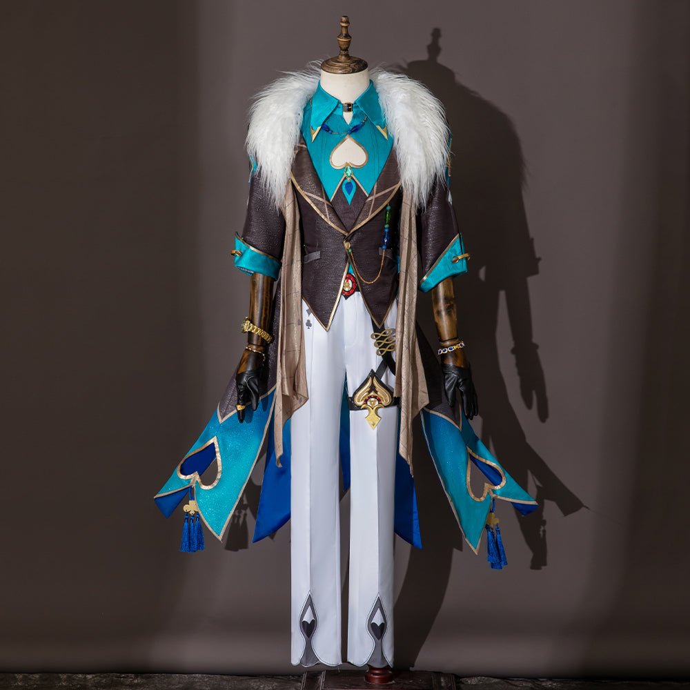 Honkai Star Rail Aventurine Cosplay Kostüm Perücke Ohrringe Set | Spiel Cosplay Zubehör für Männer
