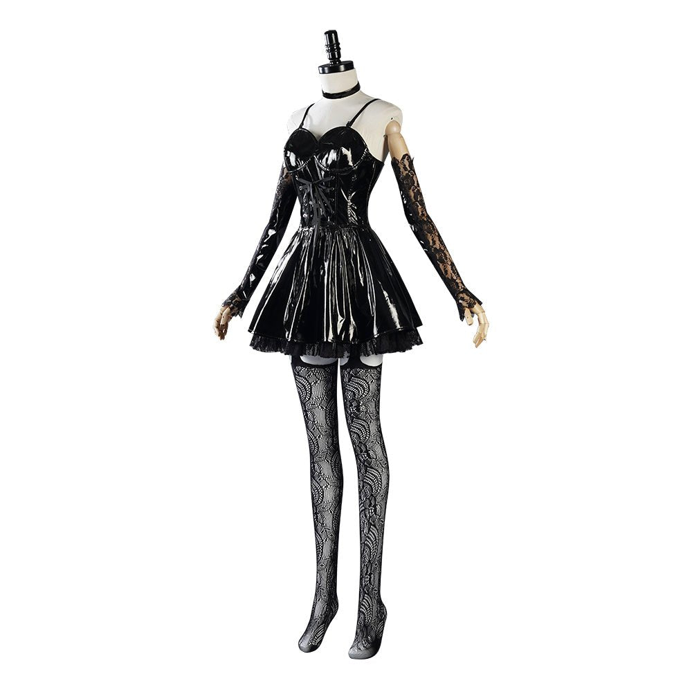 Misa Amane Cosplay Kostüm für Frauen - Lederkleid, Spitzenaccessoires, Strümpfe, Anime Uniform Set