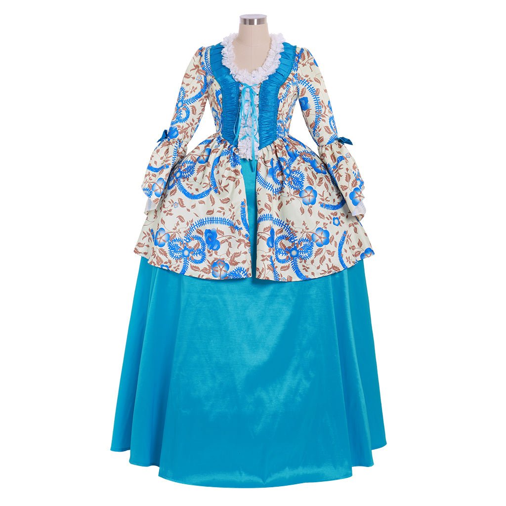 Viktorianisches Rokoko Gotisches Marie Antoinette Kleid | Maßgeschneidertes Koloniales Geh- & Reitkleid mit Blumen für Frauen