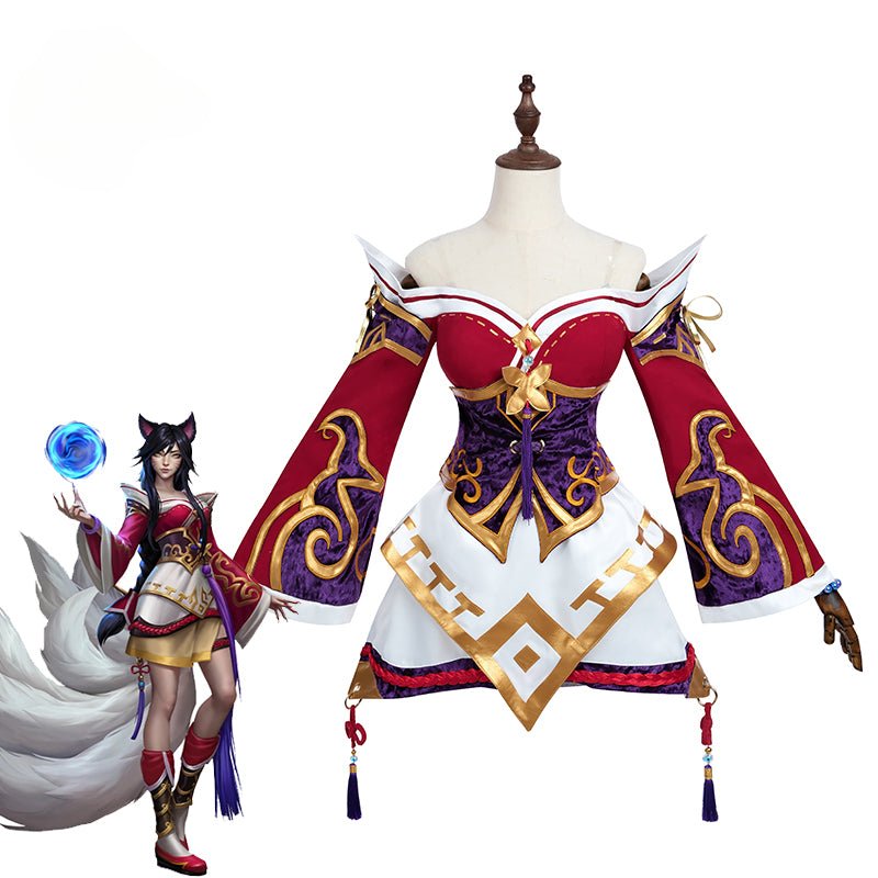 Spiel LOL Neunschwanzfuchs Ahri Cosplay Kostüm Ahri Cosplay Perücke