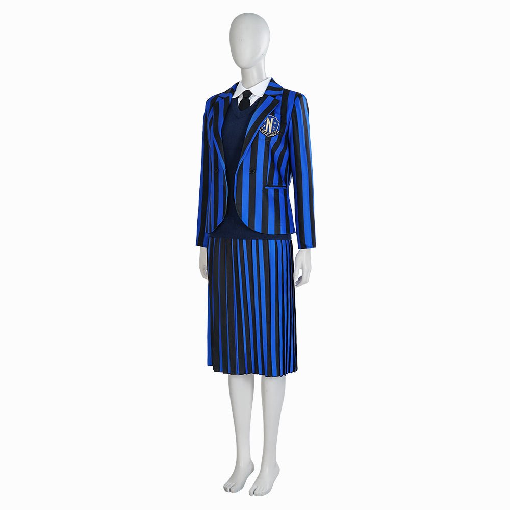 Addams Cosplay Kostüm Gleicher Stil Kostüme Vollständiges Set Schuluniform Maßgeschneidert Anime Rave Halloween Cos