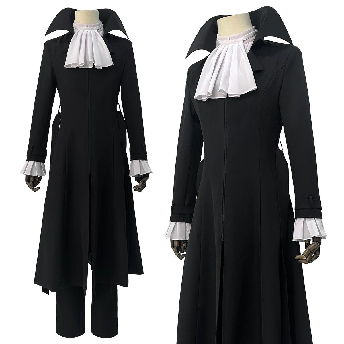 Bungo Anime Akutagawa Ryunosuke Cosplay Kostüm Perücke Übergroßer Mantel Elastische Hose Hemd Gürtel Tägliches Tragen