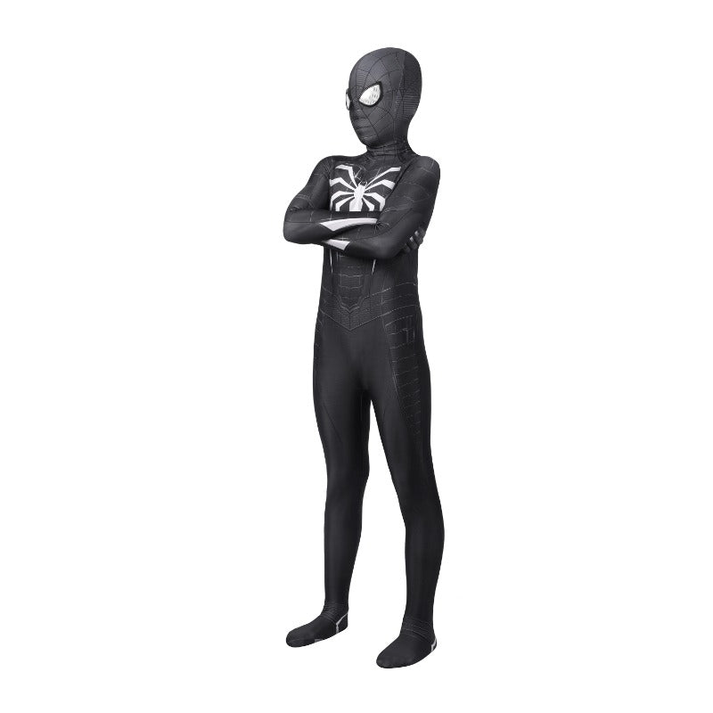 PS4 Spider-Man Advanced Suit Schwarz für Kinder, Halloween Cosplay Kostüm