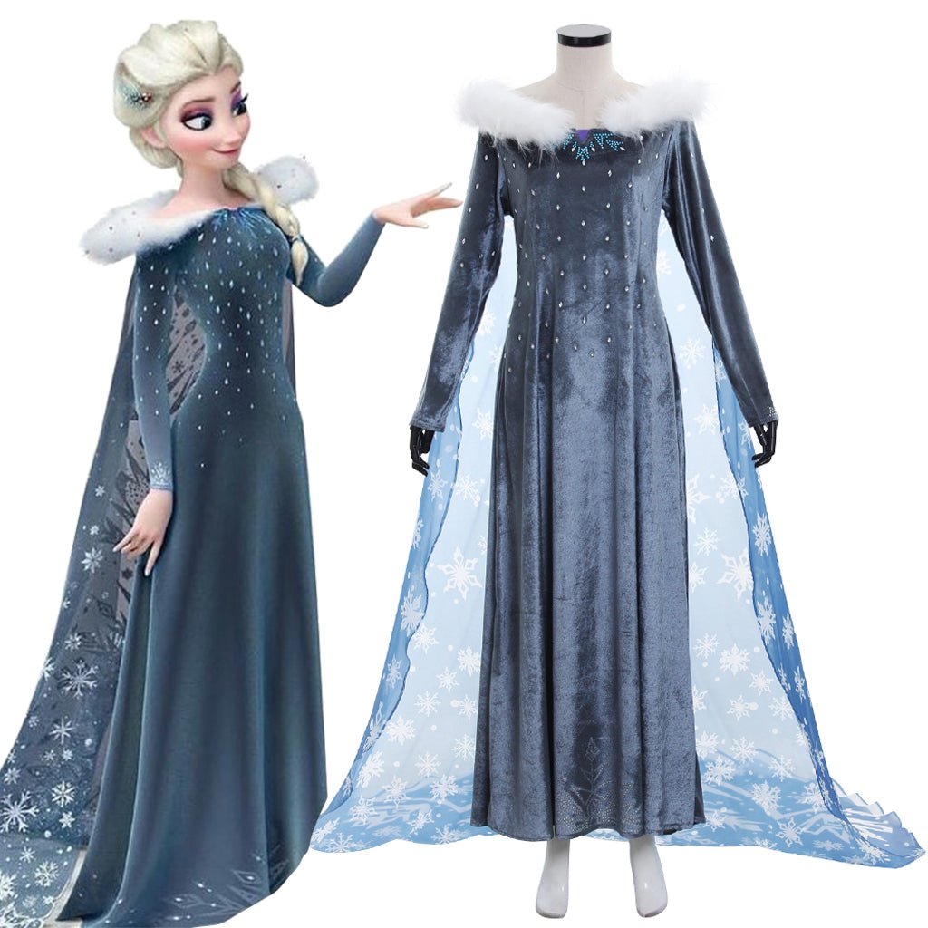 Disney Frozen Elsa Prinzessin Samtkleid | Frauen Cosplay & Auftrittskostüm für Halloween