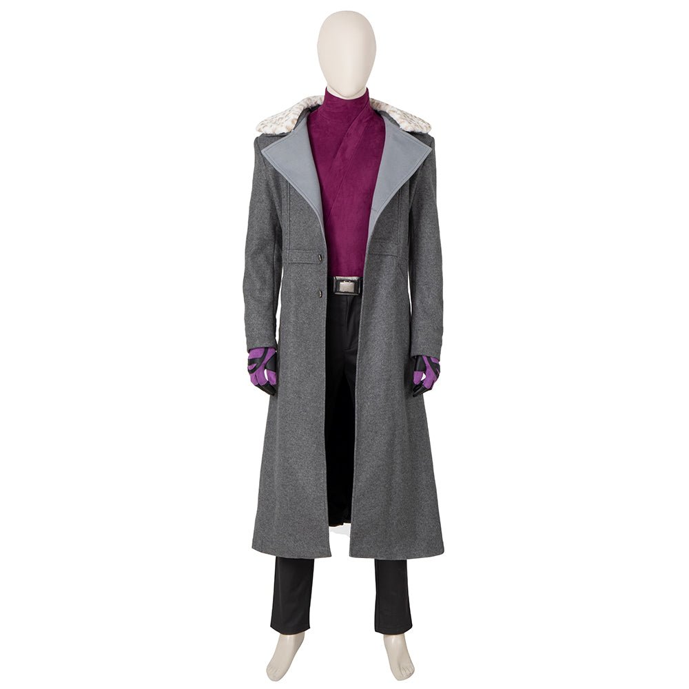 Superhelden Cosplay Kostüm für Männer, Langer Trenchcoat mit Kopfbedeckung, Fantasy Halloween Outfit