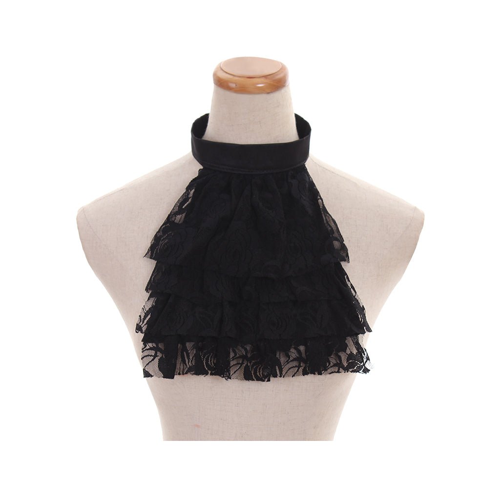 Viktorianischer schwarzer Spitzenkragen für Cosplay, Gothic und Vintage Kostüme