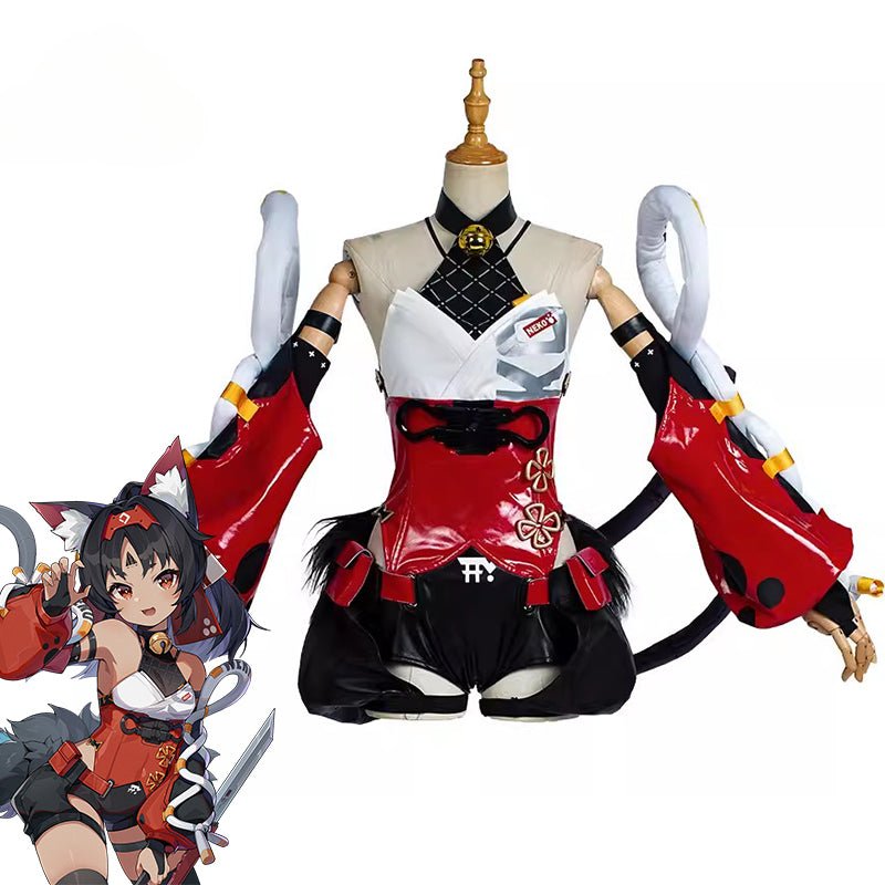 Spiel Zenless Zone Zero Nekomata Cosplay Kostüm Frauen Nekomiya Mana Katzenmädchen Rot Uniform Halloween Vollständiges Set