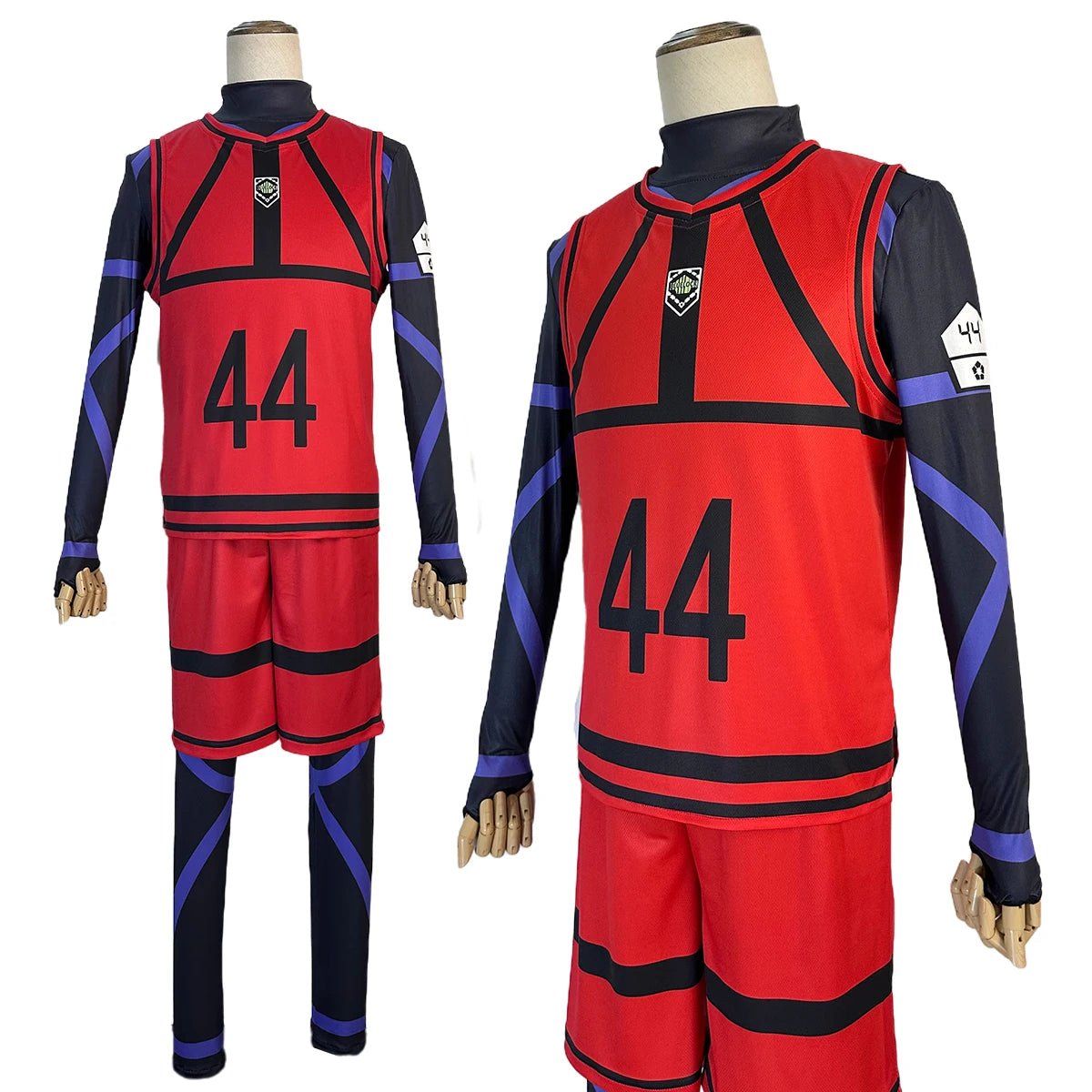 Blue Lock Anime Cosplay Kostüm Perücke Reo Nagi Rin Kunigam Rote Fußball Trainingsuniform Tägliche Tragen Rose Netz Synthetisch