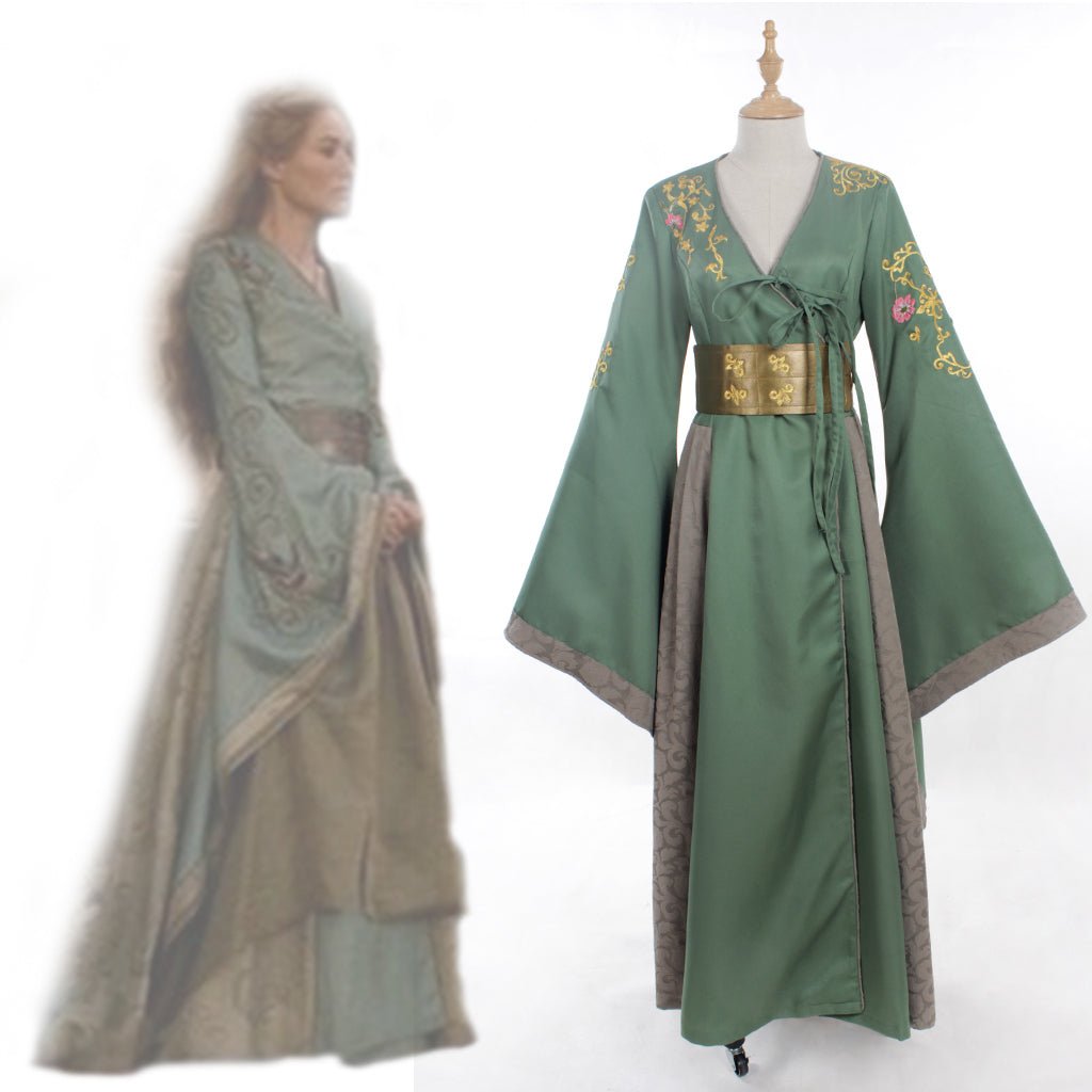 Cersei Lannister Grünes Kleid Erwachsenen Kostüm | Damen Halloween Karneval Cosplay Outfit | Film & TV Serie Cosplay