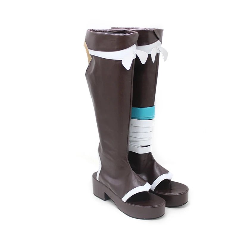 Spiel Genshin Impact Gorou Cosplay Stiefel Hohe Stiefel Cosplay Gorou Schwarze Stiefel für Frauen und Männer Cosplay Halloween Stiefel