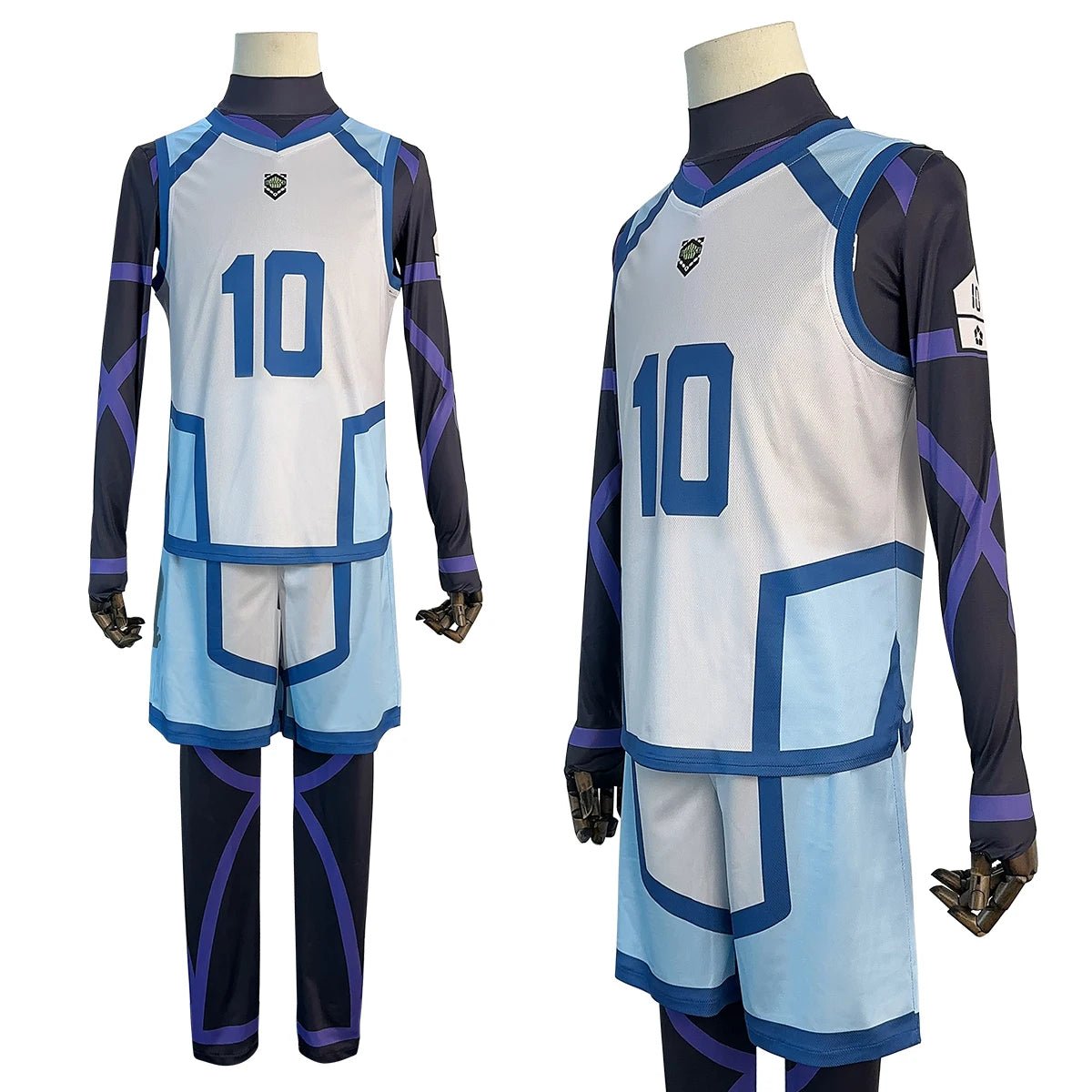 Blue Lock Saison 2 Anime Reo Mikage Cosplay Kostüm Perücke Nr.10 Trainingsjerseys 4PCS Fußballuniform Tägliche Tracht Cos Geschenk