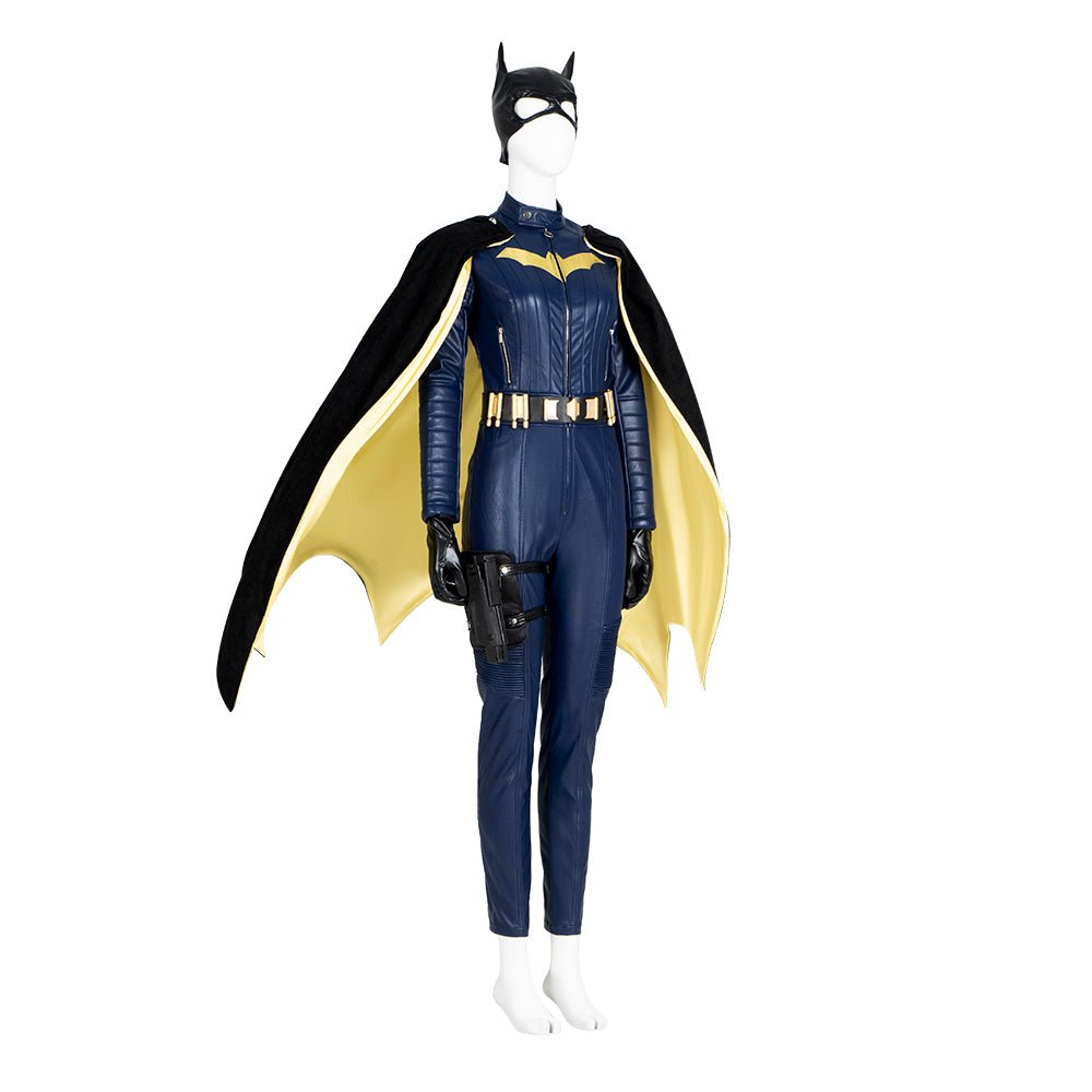 2022 Batgirl Cosplay Kostüm - Barbara Gordon Superhelden Blauer Anzug Kampfanzug mit Cape