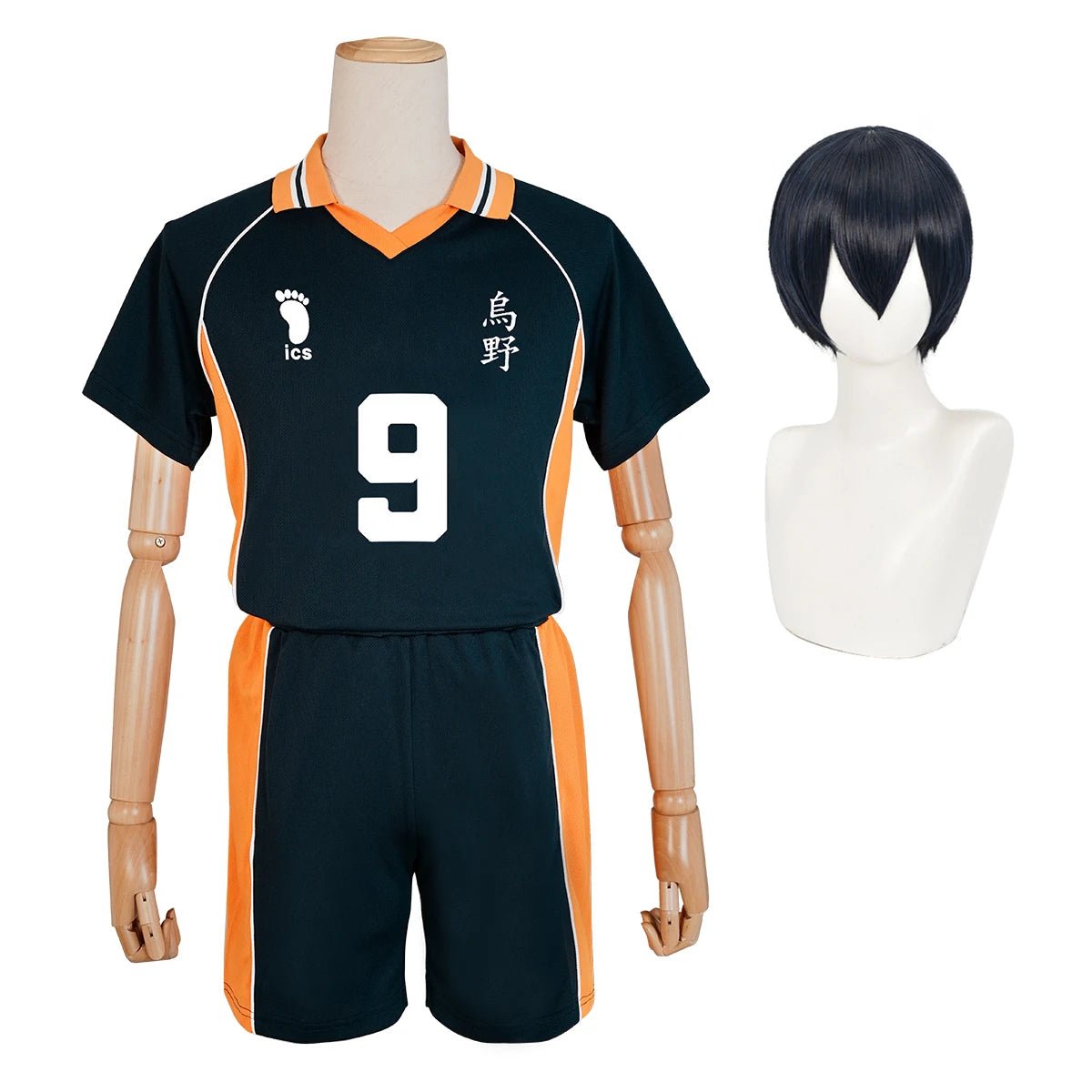 Haiky Anime Kageyama Tobio Cosplay Kostüm Perücke Trikot Nr.9 KARASUNO High School Volleyball Uniform Top Kurze Hose Tägliche Tragen