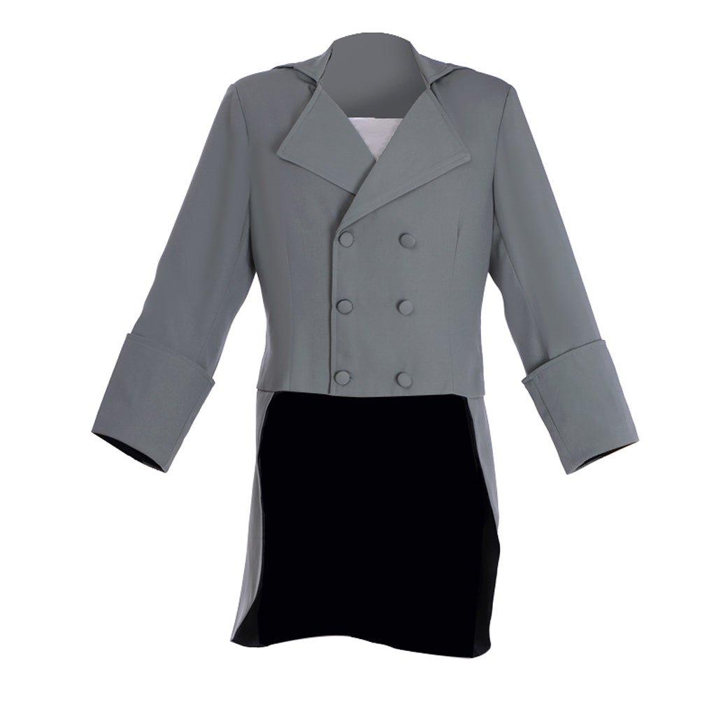 Viktorianischer Regency Hochtaillen Frack | Historische Herren Fallfront Jacke | Maßgeschneidert Silberkönig Mittelalter Serie