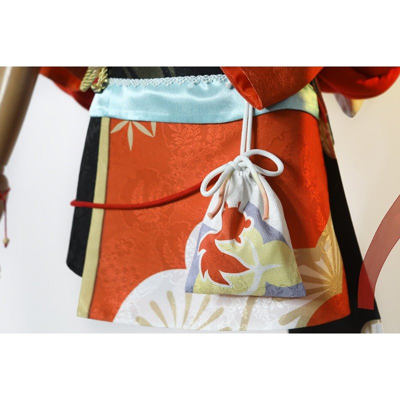 Yoimiya Cosplay Kostüm Kimono Kleid mit Perücke | Genshin Impact Outfit