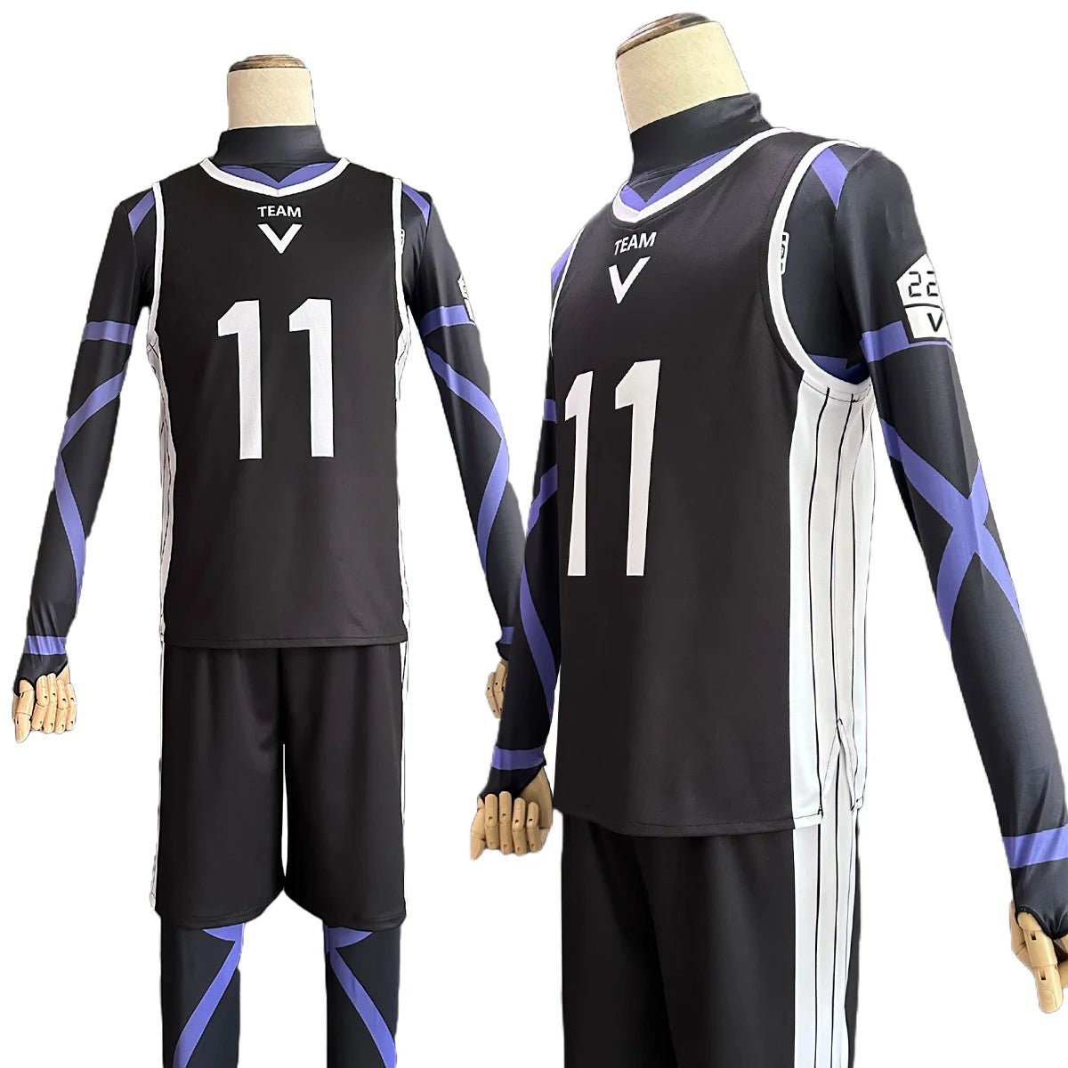 Blue Lock Anime Reo Mikage Nagi Cosplay Kostüm Perücke Schwarz Jersey Fußball Trainingsanzug Rose Net Synthetik