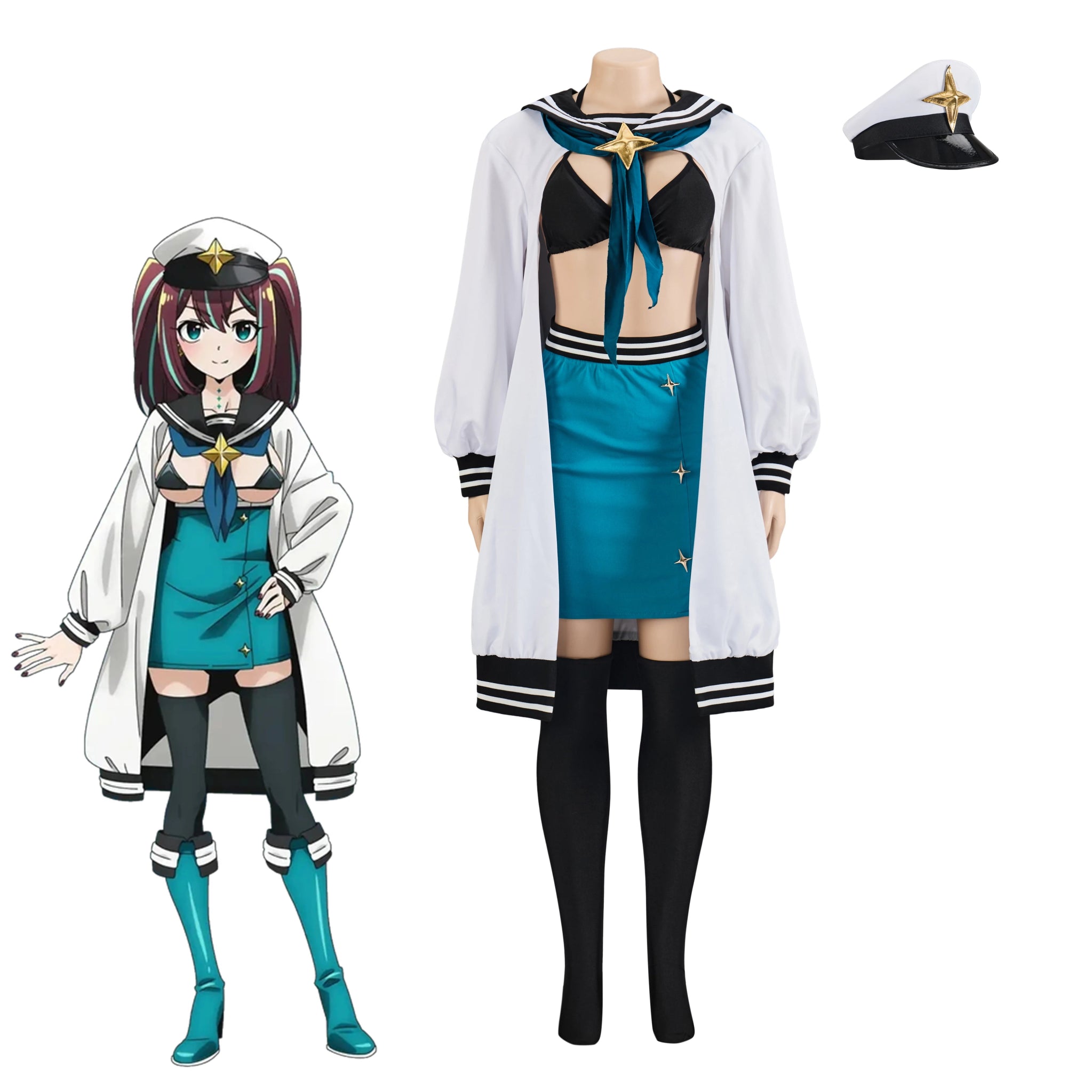 Akoya Matama Cosplay Anime Kostüm Magisches Mädchen Bra Rock Komplettset