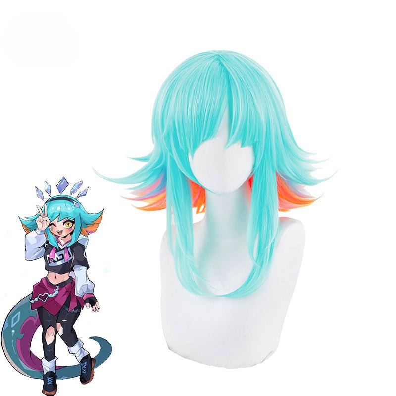 LOL KDA Super Fan Neeko Cosplay Perücke 35-40cm Gemischt Farben Frauen Cosplay Perücken Hitze Beständiges Synthetisches Haar