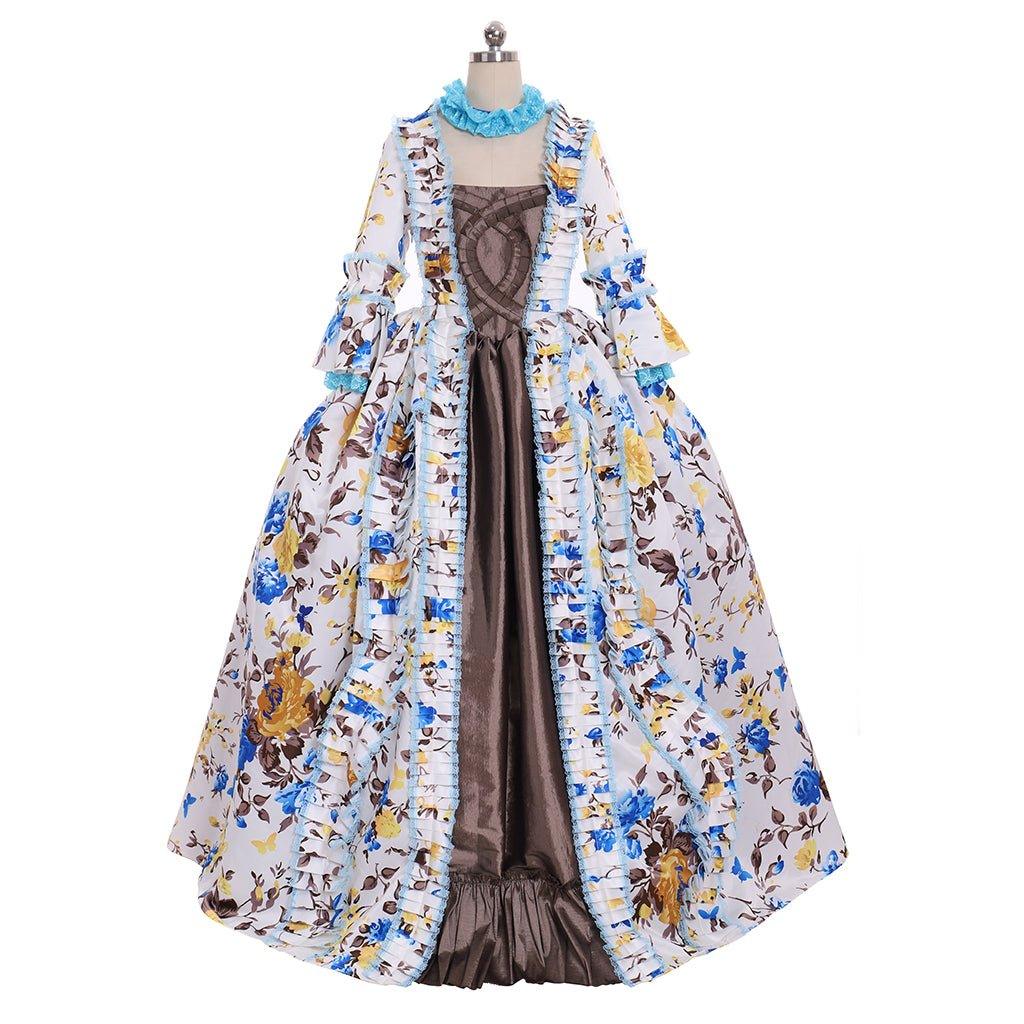 Mittelalterliches Blumenkleid | Marie Antoinette Cosplay Kostüm | Renaissance Rococo Ballkleid | Gotisches Viktorianisches Kostüm für Cosplay, Halloween und Partys