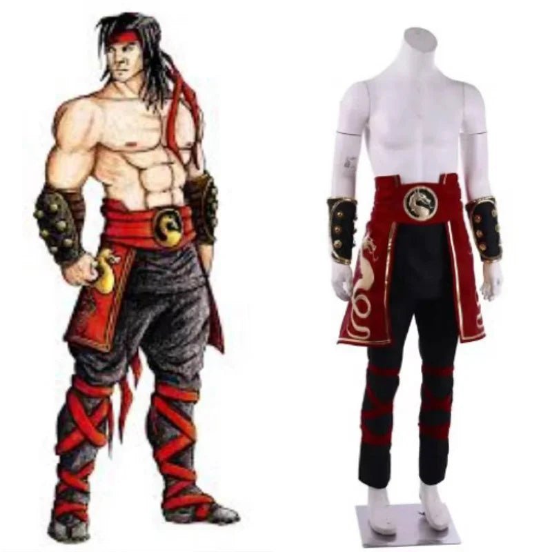 Mortal Kombat Liu Kang Cosplay Kostüm Deluxe Männer Halloween Party Anzug mit Stirnband
