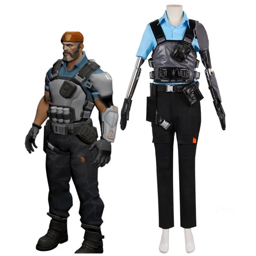 Valorant Brimstone Cosplay Kostüm Top Weste Hose Hut Fantasie Männer Halloween Karneval Party Outfits