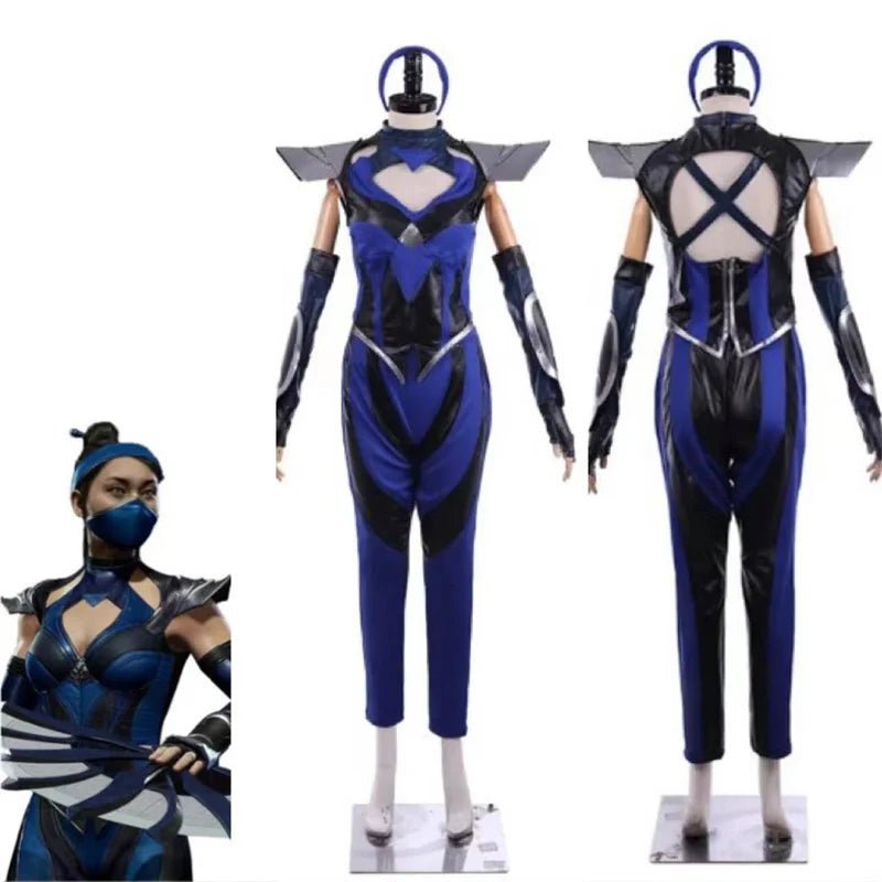 Mortal Kombat 11 Kitana Kahn Cosplay Kostüm mit Gesichtsmaske | Prinzessin Kitana Outfit für Frauen Halloween