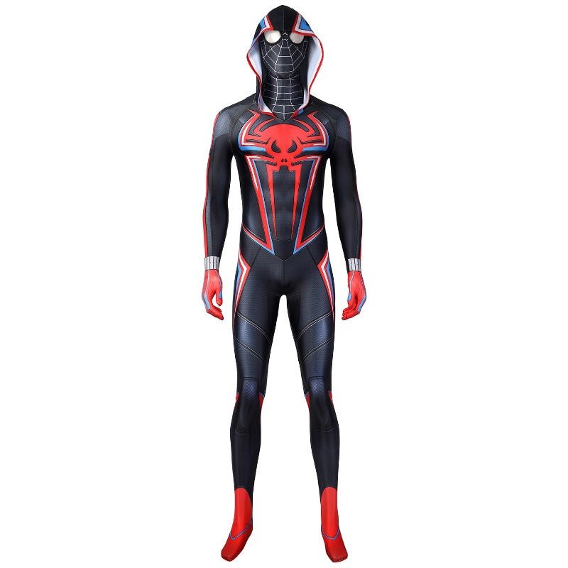 2099 Miles Morales Spiderman Hooded Jumpsuit Cosplay Kostüm für Halloween und Partys