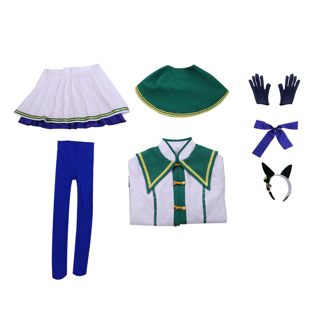 Pretty Derby Cosplay Kostüm Silence Suzuka Outfit mit Kopfschmuck
