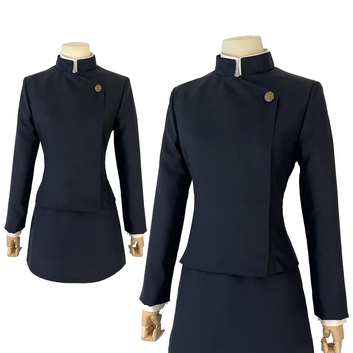 Jujutsu JJK Manga Anime Maki Zenin Cosplay Kostüm Perücke Dunkelblau Jacke Rock Rose Netz Synthetisch Halloween