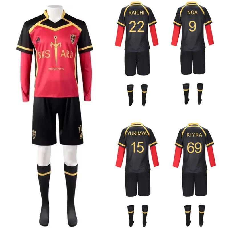 Blue Lock Cosplay Trikot – Kaiser, Ness, Isagi, Kurona & Hiori Bastard Munchen Fußballuniform für Anime-Fans