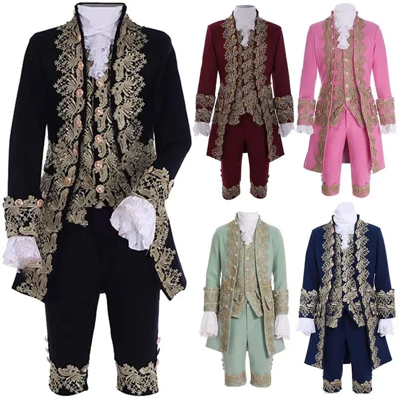 Luxus Viktorianisches König Prinz Kostüm für Männer – Royales Theater Cosplay Outfit mit Jacke, Weste und Hose