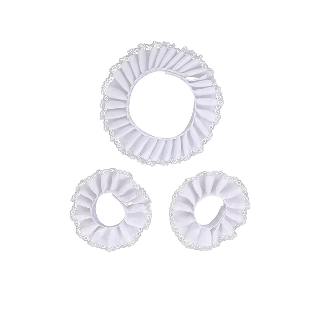 Herren Renaissance Weiße Baumwollspitze Jabot Kragen Armstulpen Cosplay Zubehör