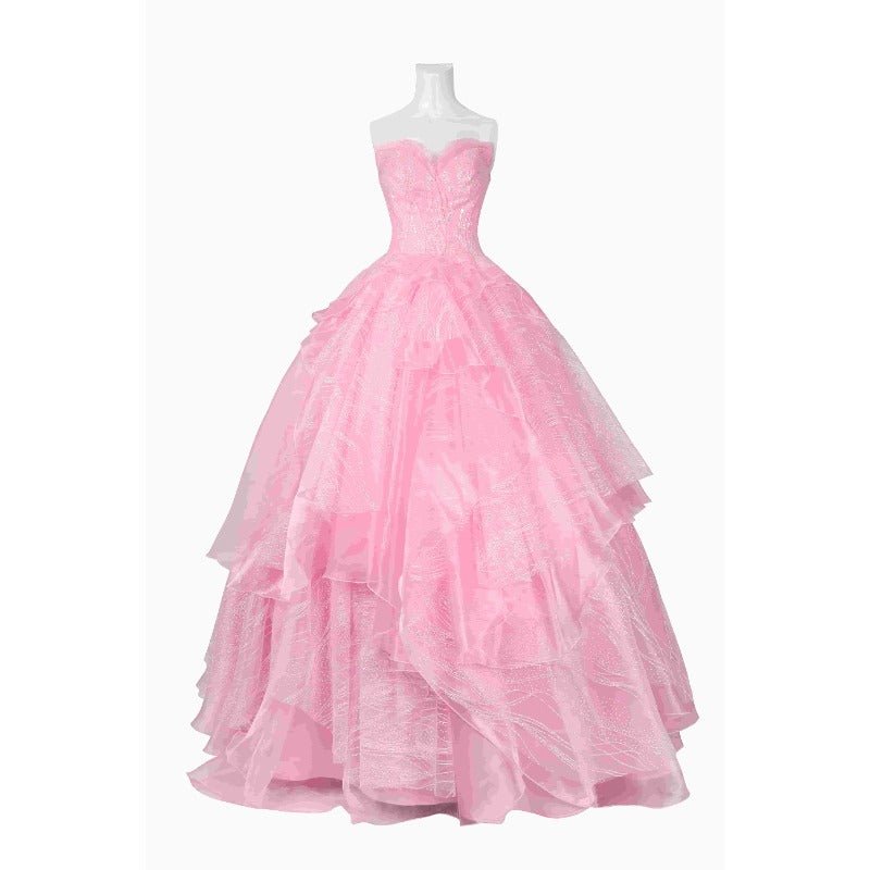 Elegantes Böses Glinda Cosplay Kostüm - Krone, Ohrringe, Korsett, Rock, Rosa Kleid für Halloween
