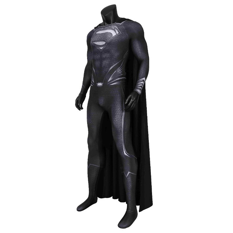 Justice League Man of Steel Superman Clark Kent Schwarzes Cosplay Kostüm für Kinder & Erwachsene