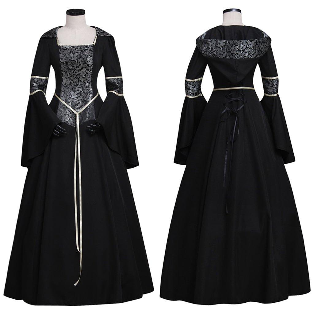 Damen Schwarzes Mittelalter Renaissance Viktorianisches Kleid Gothisches Ballkleid Kostüm