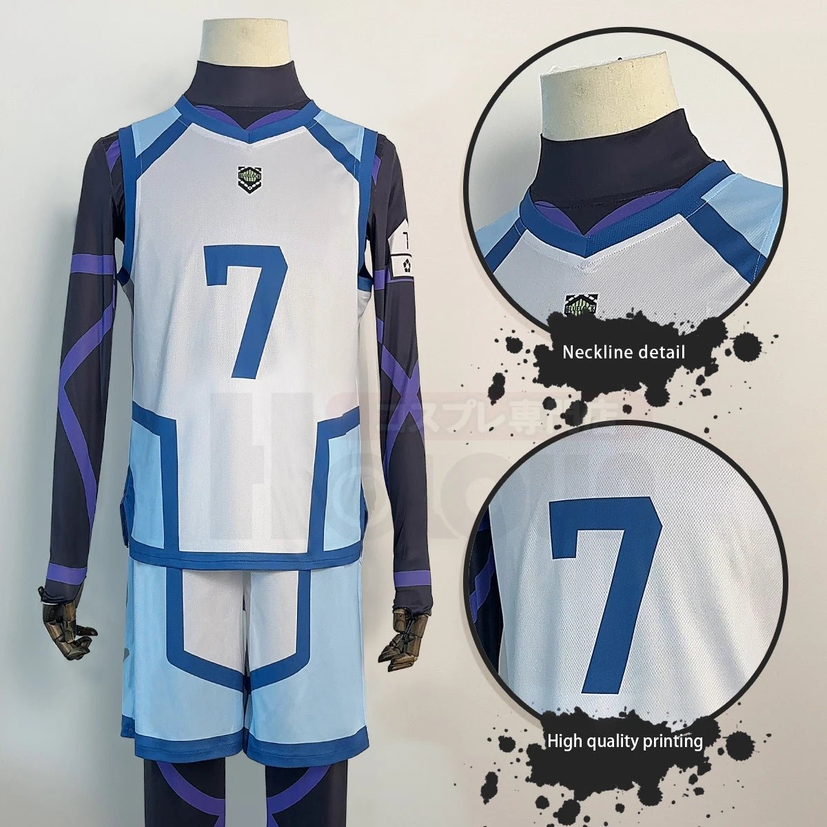 Blue Lock Saison 2 Anime Nagi Cosplay Kostüm Perücke NO.7 Trainingsjersey 4-teilig Fußballuniform tägliche Trage Cos Geschenk