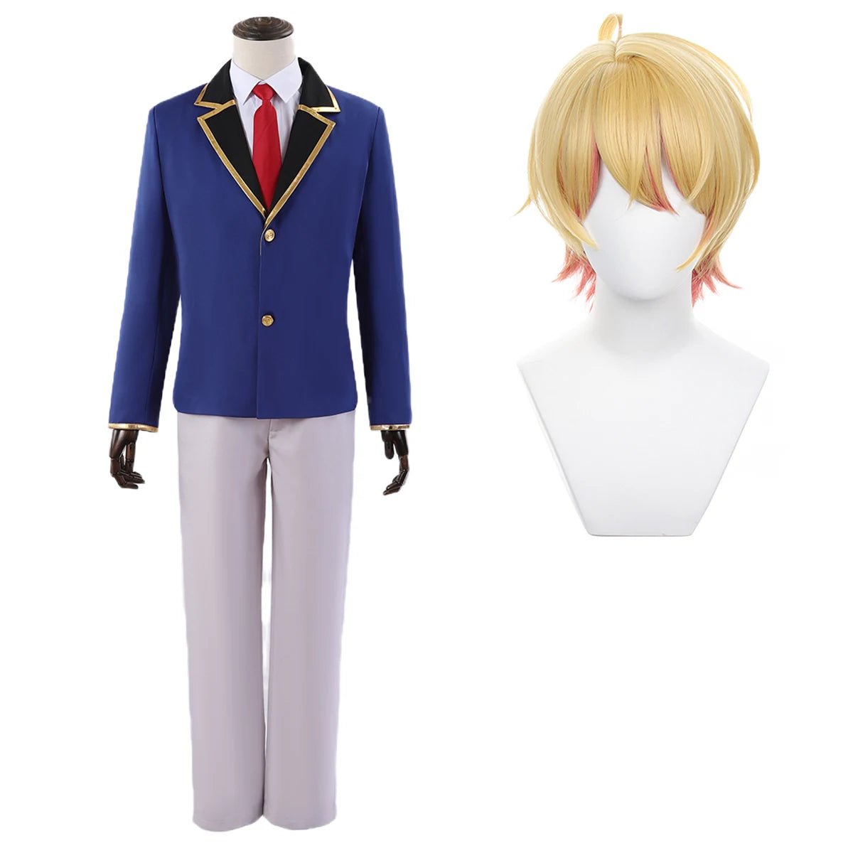 OSHI NO KO Anime Akua Hoshino Cosplay Kostüm Perücke Aqua Schuluniform Alltagsshirt Rose Netz Synthetikfaser