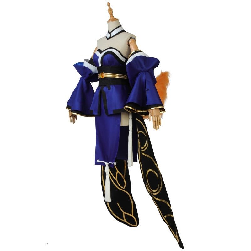 Tamamo no Mae Cosplay Kostüm - Blaues Kimono Kleid & Perücke für Anime Fans