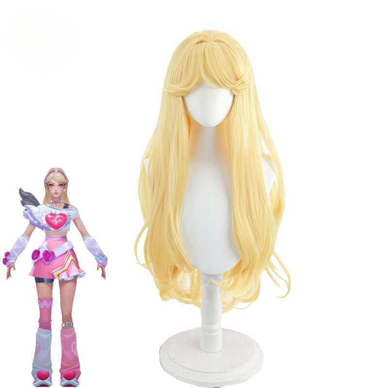 Spiel LOL Lovestruck Lux Cosplay Perücke 85cm Gelb Frauen Cosplay Perücken Hitze Beständiges Synthetisches Haar