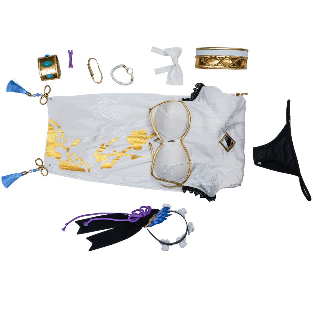 Re:Zero Emilia Cosplay Kostüm für Frauen – Anime-inspiriertes Kleid mit Kopfschmuck für Halloween und Partys